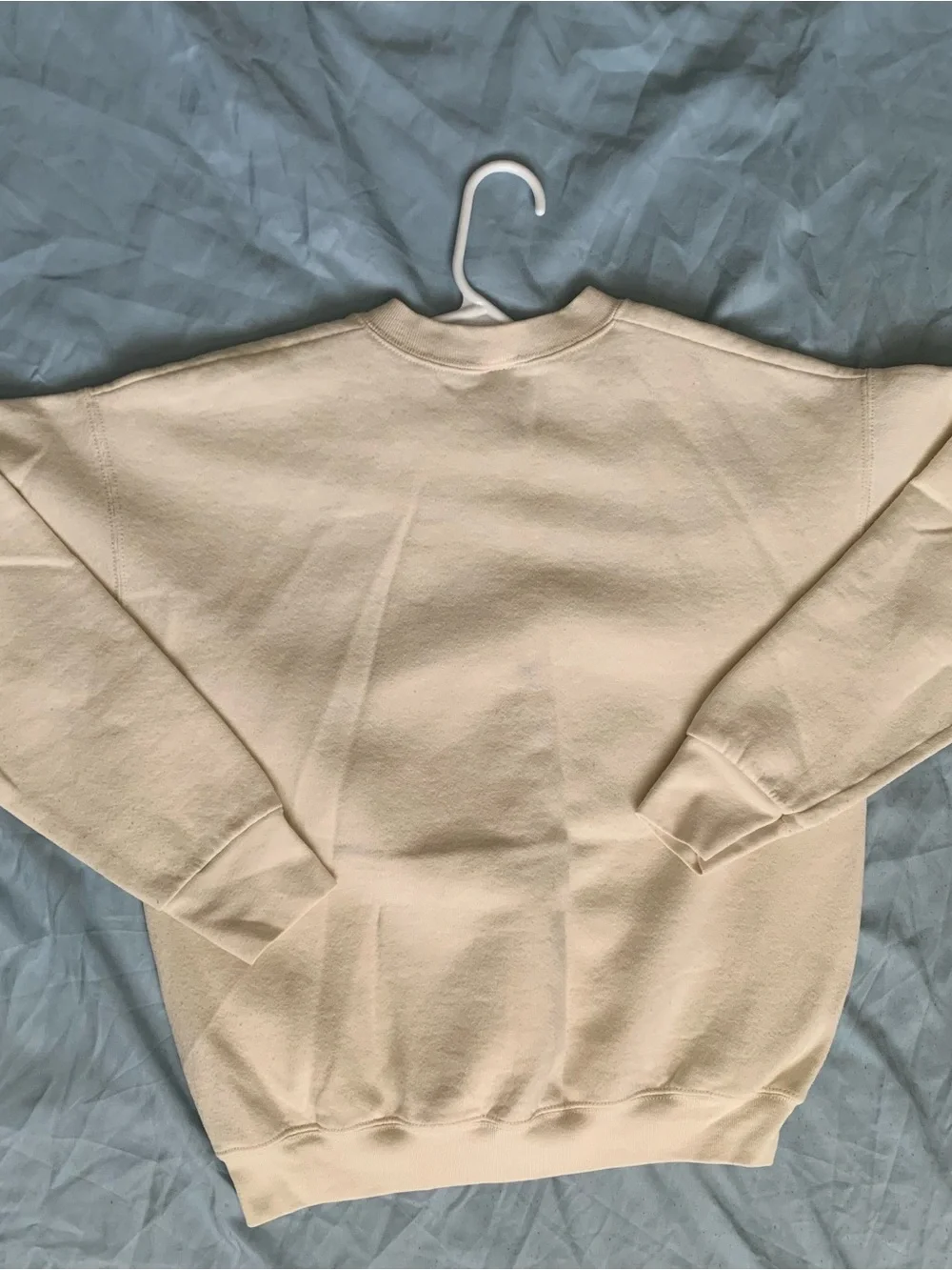 Fruit of the Loom Cream Crewneck Sweatshirt with Vintage Patch Graphic